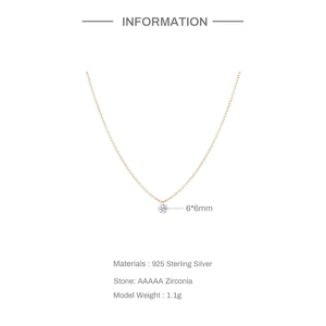 Macro shot of 6x6mm round AAAAA cubic zirconia stone set on a 925 sterling silver gold chain
