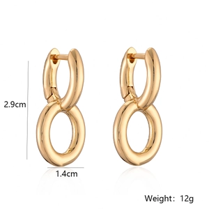 Minimalist gold-plated geometric double hoop earrings with a polished mirror finish