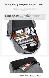 Detail view of the backpack interior showing laptop compartment and organized storage