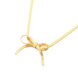Collier élégant avec nœud en acier inoxydable plaqué or 18 carats et chaîne serpent