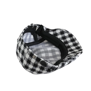British style kids houndstooth wool beret with adjustable inner strap for winter warmth