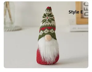 Detail of Style E Christmas gnome featuring a snowflake knit hat and long white beard