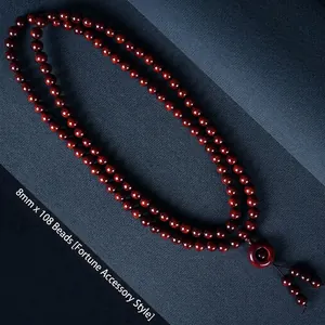 Classic 108 sandalwood prayer beads necklace with 8mm beads and rotating charm