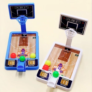 Educational tabletop basketball game for kids with scoring base and mini launchers