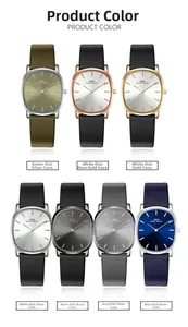 Multiple color options of ultra-thin oval men's watches with premium leather straps