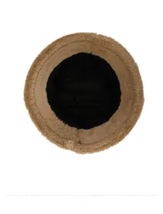 Detailed interior view showing thick black fabric lining and brown plush faux fur material