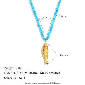 Detailed size specifications of 18K gold stainless steel fish pendant necklace
