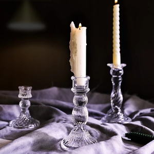 French Nordic style crystal glass candle holders for romantic dinner and wedding decor