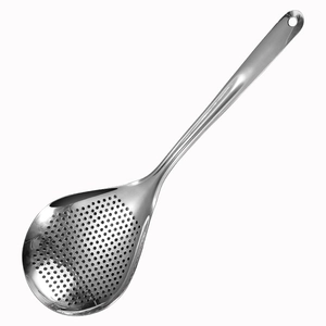 304 stainless steel skimmer spoon with hanging hole for kitchen straining and frying