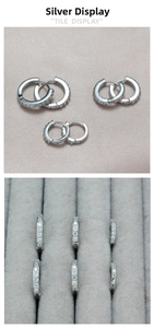 Detailed set of silver hoop earrings in three sizes with micro-pave crystal inlay