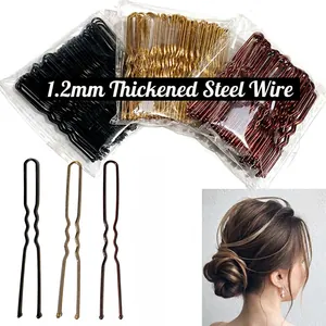 U Shaped Hair Pins Metal Bobby Pins Wavy Bun Hair Clips For Updo Styling Round Ends Non Slip Bridal Salon For Women