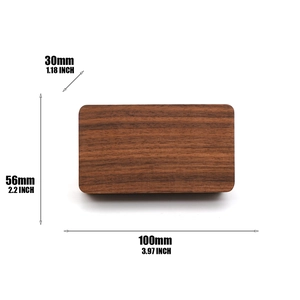 Rectangle black walnut wood jewelry storage box showing dimensions 100x56x30mm