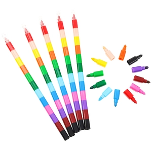 Stackable Crayons Splicing Building Block Design Drawing Pens For Kids Creative Graffiti Art Supplies Plastic Wax Multi Color