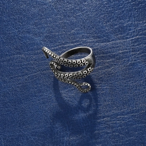 Octopus Tentacle Ring Stainless Steel Open Adjustable Punk Gothic Retro Marine Animal Jewelry For Men Women