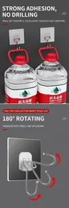 Heavy duty adhesive wall hook with 180-degree rotation showing 8kg load stability