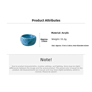 Detailed view of blue marble acrylic cuff bracelet with 62mm inner diameter and 53.2g weight
