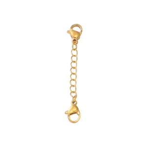 Golden stainless steel necklace extender chain with double lobster clasps for DIY jewelry