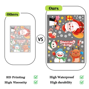 Detail of Christmas window stickers showing HD printing and high viscosity quality