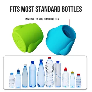 Green and blue silicone bottle cap sprinkler heads for portable garden and pet cleaning