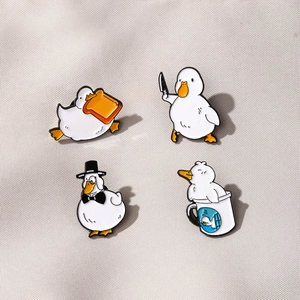 Funny Cartoon Duck Enamel Brooches Zinc Alloy Animal Badges Clothing Backpack Accessories Creative Meme Style Jewelry