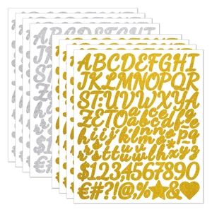 1-inch glitter alphabet and number stickers in gold and silver for graduation DIY crafts