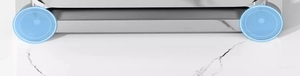 Close-up of non-slip suction feet on stainless steel kitchen rack for stable placement