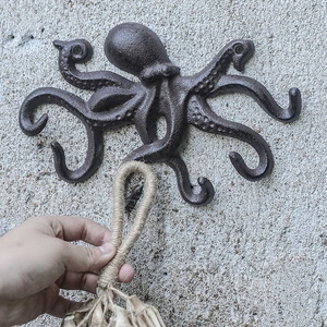 Retro Gusseisen Oktopus Wandhaken Mehrere Tentakel Dekorativer Garderobenhaken Industrie Nautik Stil Wandmontage