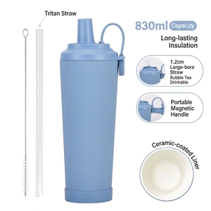 Detailansicht der 830ml Isolierflasche mit Keramikbeschichtung und Magnetgriff