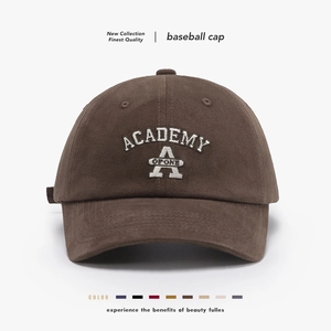 Vintage Cotton Baseball Cap With Academy Letter Embroidery Adjustable Curved Brim Outdoor Sun Hat For Men Women