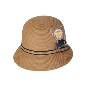 Sombrero de paja japonés con protección UV, domo elegante y hebilla de metal