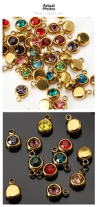 Detailed view of 6mm gold-plated birthstone charms for DIY jewelry and cup accessories