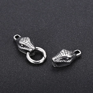 Silver stainless steel double snake head jewelry clasps for DIY necklace and bracelet