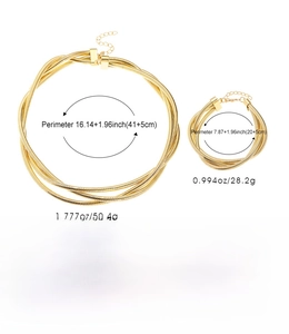 Tabella delle taglie dettagliata per il set di collana e bracciale dorati multistrato