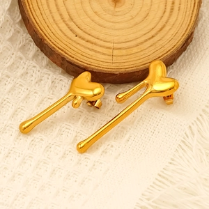 Melting Heart Stud Earrings 18K Gold Plated 304 Stainless Steel Irregular Liquid Metal Lava Style Jewelry For Women