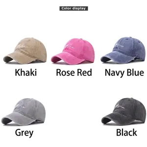 Washed cotton vintage baseball cap for women with Mama script embroidery in five colors