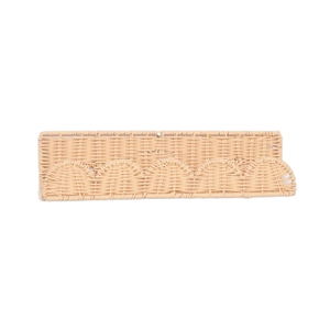 Handcrafted fan-shaped rattan wall hanging basket made of natural light beige fiber material
