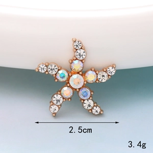 Rose gold starfish charm with rhinestones for DIY crafts and shoe decoration, 2.5cm size