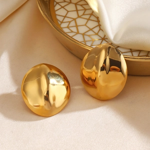 Geometric Oval Stainless Steel Earrings For Women Irregular 3D Textured Polished Minimalist Fashion Jewelry Accessories