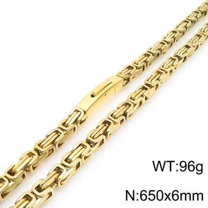 Detailed view of 6mm gold-plated Byzantine chain necklace weighing 96g and 650mm long