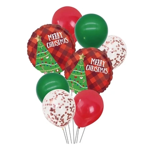 Christmas balloon set with red green latex and Merry Christmas foil balloons