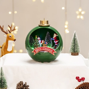 Luminous Christmas music house decoration with green shell and warm LED micro landscape
