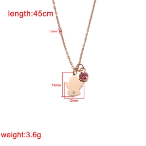 Rose gold angel pendant necklace with pink birthstone and 45cm chain dimensions
