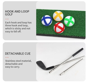 Détail du kit de golf avec club amovible en acier inoxydable et balles de golf adhésives