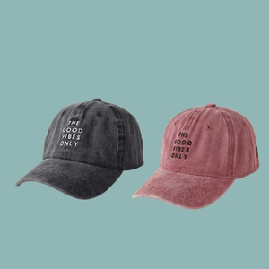 Casquettes de baseball tendance en coton délavé avec broderie The Good Vibes Only en deux tons