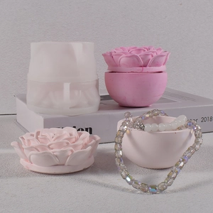 Detailed silicone mold for peony flower shaped resin storage boxes and DIY plaster bowls