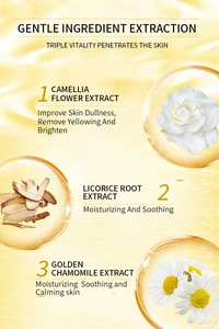 Detail of skin peeling oil with camellia and licorice extracts for soothing hydration