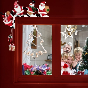 Wooden Christmas door corner decor featuring Santa, Snowman and Reindeer characters