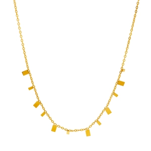 Vintage stainless steel gold necklace featuring emerald natural stone fan pendants