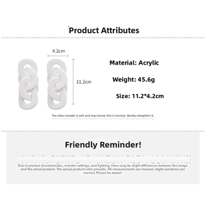 Détails de boucles d'oreilles géométriques en acrylique de 11,2 cm et 45,6 g