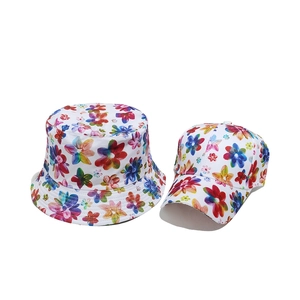 Sonnenhut-Set mit floralem Muster, bestehend aus Fischerhut und Baseballkappe für Damen